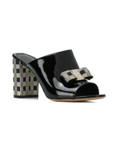 Shop Ferragamo Vara Bow Mules In Black