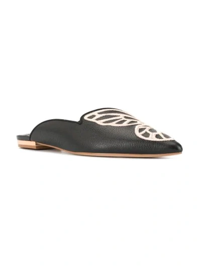 Shop Sophia Webster Embroidered Butterfly Wing Mules In Black