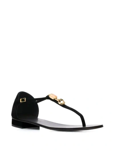 GIUSEPPE ZANOTTI PENDANT T-BAR SANDALS - 黑色