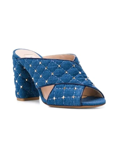 Shop Valentino Studded Mules In Blue