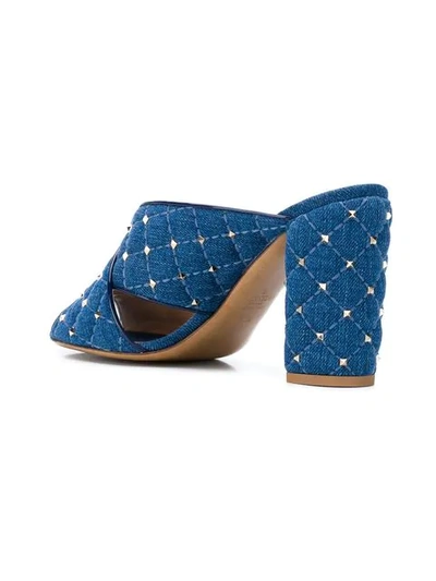 Shop Valentino Studded Mules In Blue