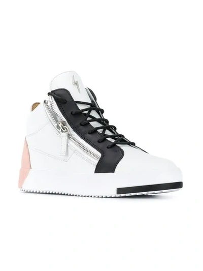 GIUSEPPE ZANOTTI DESIGN LACE-UP HIGH TOP SNEAKERS - 白色