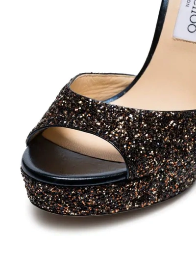 Shop Jimmy Choo Pattie 130 Glitter Platform Sandals In Metallic