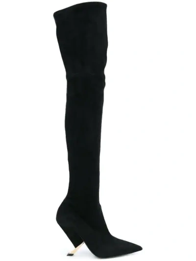 Shop Casadei Over The Knee Boots - Black