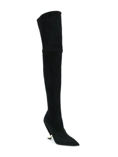 Shop Casadei Over The Knee Boots - Black