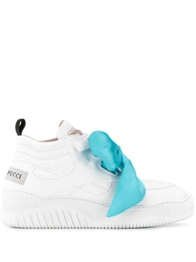 Shop Emilio Pucci Scarf-embellished Sneakers In White