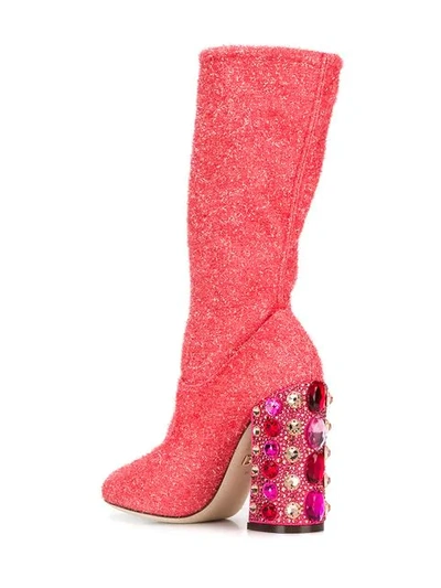 Shop Dolce & Gabbana Jewel Heel Boots In Pink