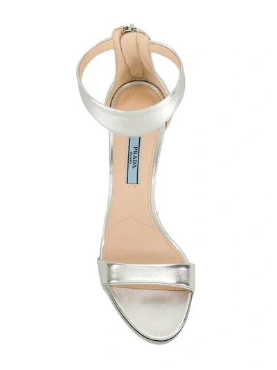Shop Prada High Heel Sandals In F0118 Argento