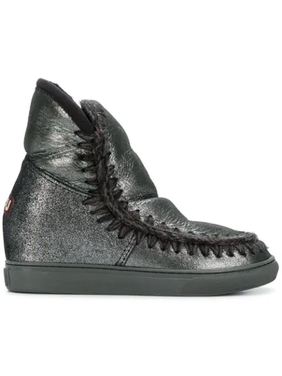 Shop Mou Inner Wedge Sneaker Boots In Black