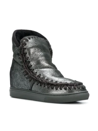 Shop Mou Inner Wedge Sneaker Boots In Black