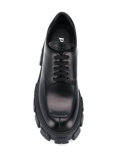 Shop Prada Platform Lace-up Shoes In F0002 Black