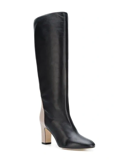GIA COUTURE CONTRAST HEEL BOOTS - 黑色