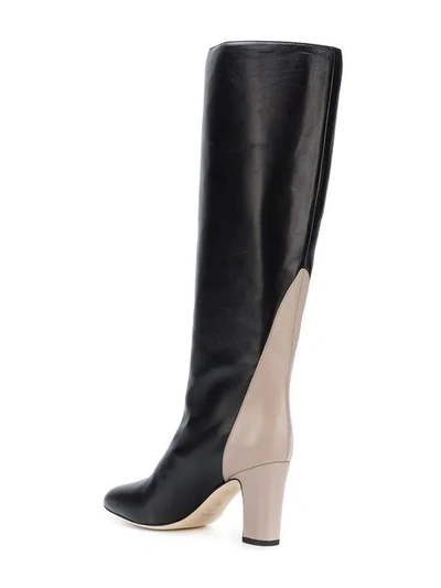 GIA COUTURE CONTRAST HEEL BOOTS - 黑色