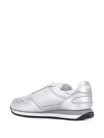 Shop Emporio Armani Lace-up Sneakers In Silver