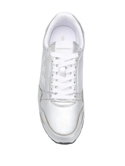 Shop Emporio Armani Lace-up Sneakers In Silver