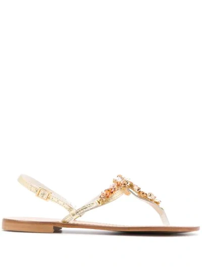 Shop Fabio Rusconi Crystal Embellished Sandals - Gold