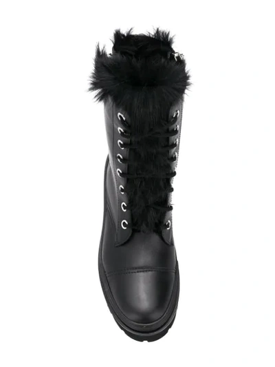 Shop Baldinini Fur Lined Combat Boots - Black