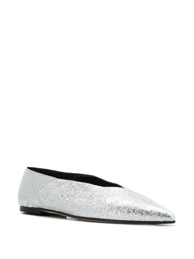 Shop Aeyde Pointed Toe Ballerina Shoes In Silver