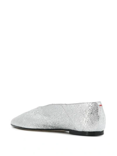 Shop Aeyde Pointed Toe Ballerina Shoes In Silver