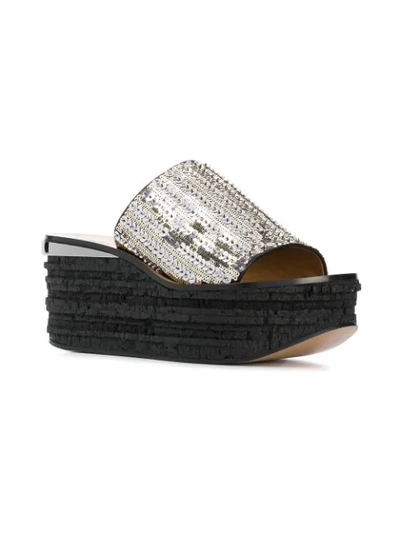 Shop Chloé Camille Sequinned Mules In Metallic