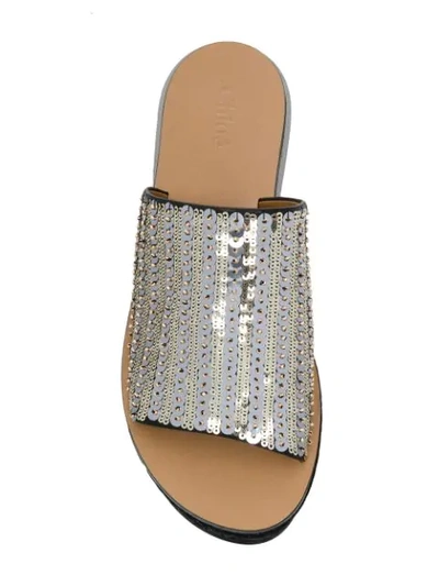 Shop Chloé Camille Sequinned Mules In Metallic