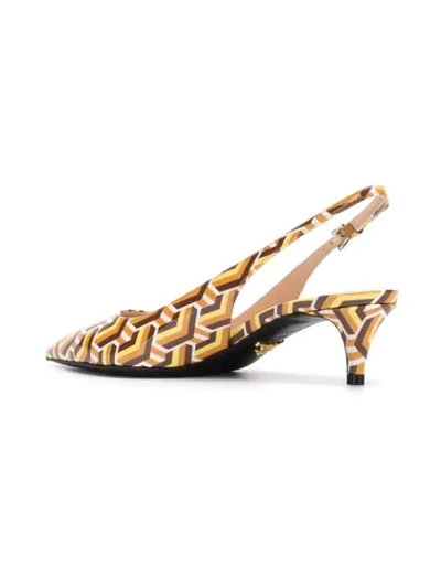 Shop Prada Sling Back Pumps In Brown