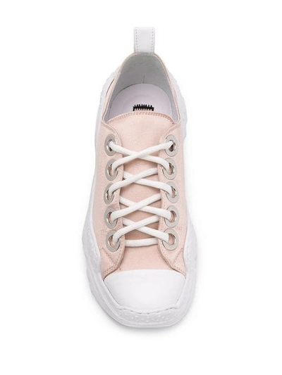 Shop N°21 Satin Chunky Sole Sneakers In C001 Nude