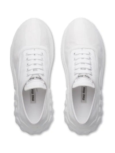 Shop Miu Miu Miu Run Sneakers In White