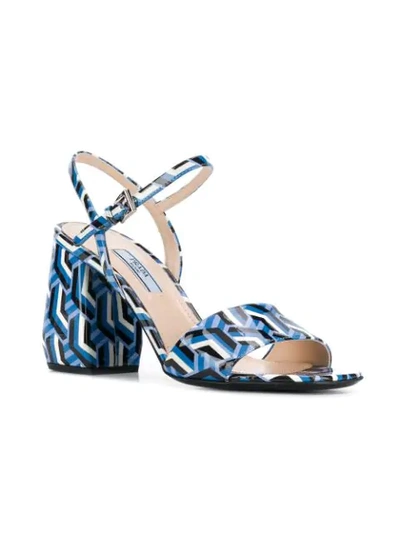 Shop Prada Block Heel Sandals In Blue