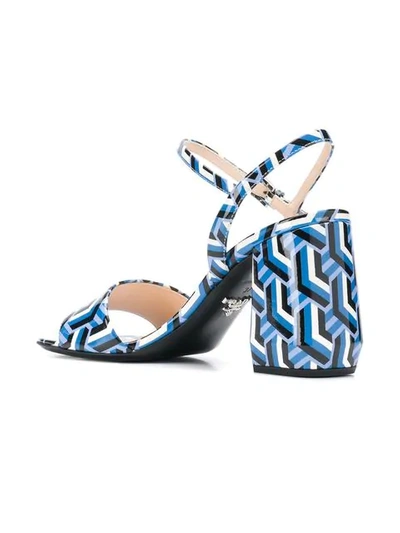 Shop Prada Block Heel Sandals In Blue