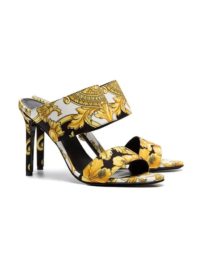 Shop Versace Black White And Gold 95 Baroque Tribute Mules In Dnw0 Black-white - Gold