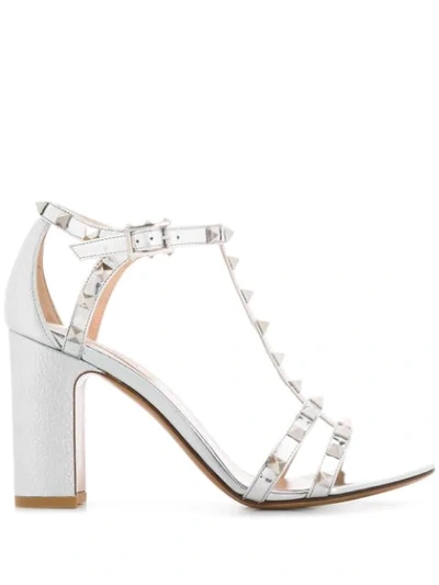 Shop Valentino Rockstud 105mm Sandals In Silver