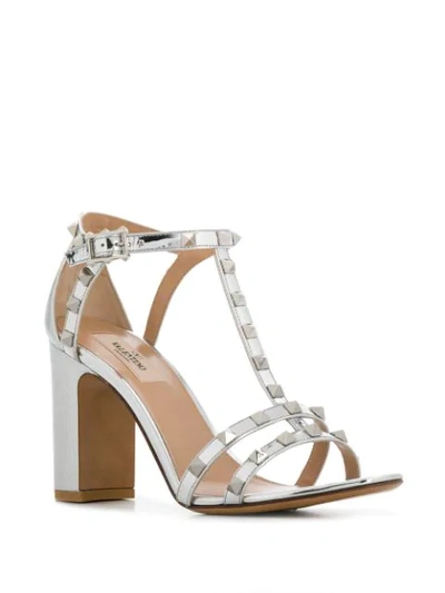 Shop Valentino Rockstud 105mm Sandals In Silver