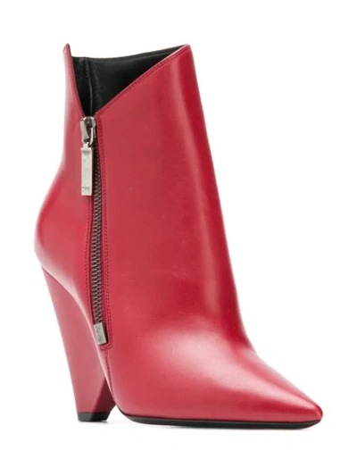 Shop Saint Laurent Niki 85 Asymmetric Boots In 6750 Red