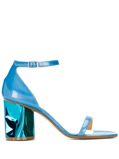 Shop Maison Margiela Metallic Heel Sandals In Blue