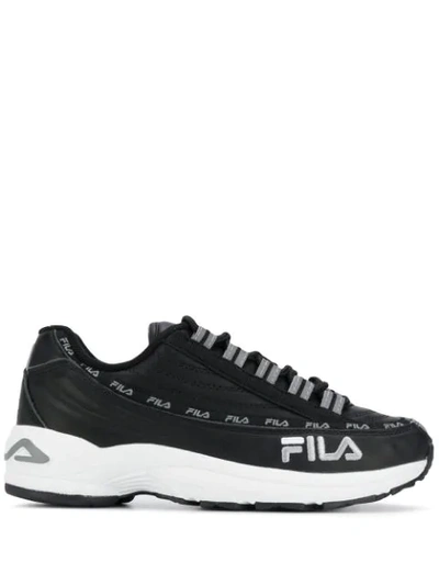 Shop Fila Logo Print Sneakers In Black