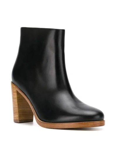 Shop A.p.c. Stacked Heel Ankle Boots In Black