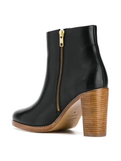 Shop A.p.c. Stacked Heel Ankle Boots In Black