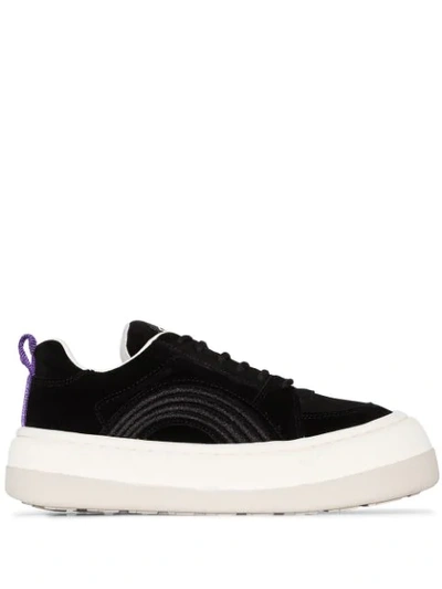 Shop Eytys Black Sonic Chunky Low-top Suede Sneakers