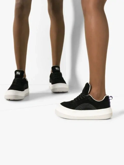Shop Eytys Black Sonic Chunky Low-top Suede Sneakers