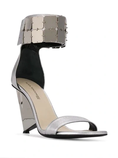 Shop Alain Tondowski Structured Sandals With Ankle Strap In Silver