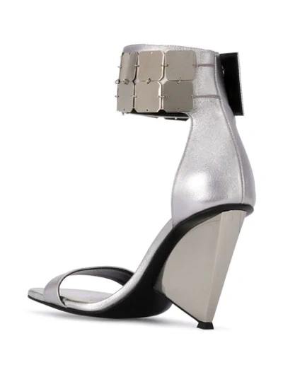 Shop Alain Tondowski Structured Sandals With Ankle Strap In Silver