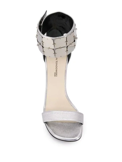Shop Alain Tondowski Structured Sandals With Ankle Strap In Silver