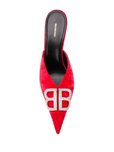 Shop Balenciaga M80 Bb Mules In Red