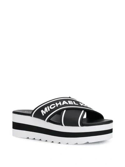Shop Michael Michael Kors Cross Strap Sandals In Black