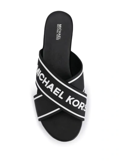 Shop Michael Michael Kors Cross Strap Sandals In Black