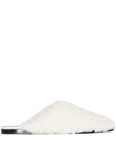 Shop Atp Atelier 'anzi' Shearling-slipper In 103 Ice White