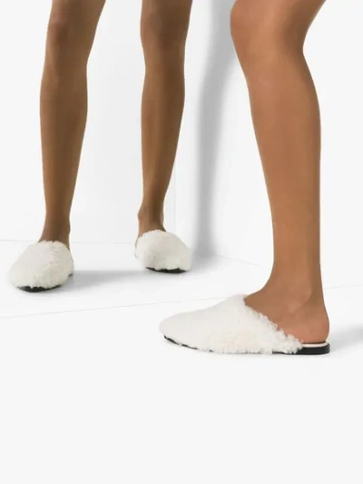 Shop Atp Atelier 'anzi' Shearling-slipper In 103 Ice White