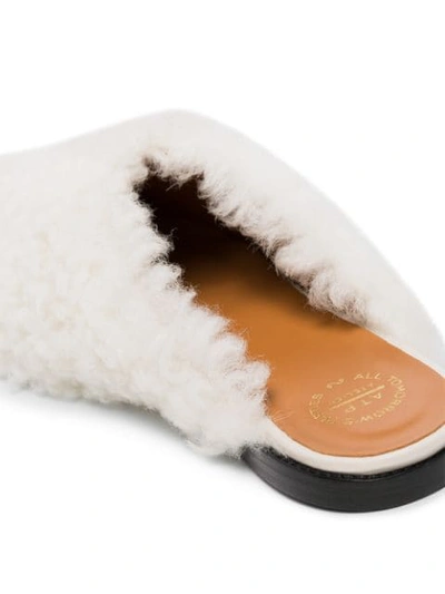 Shop Atp Atelier 'anzi' Shearling-slipper In 103 Ice White