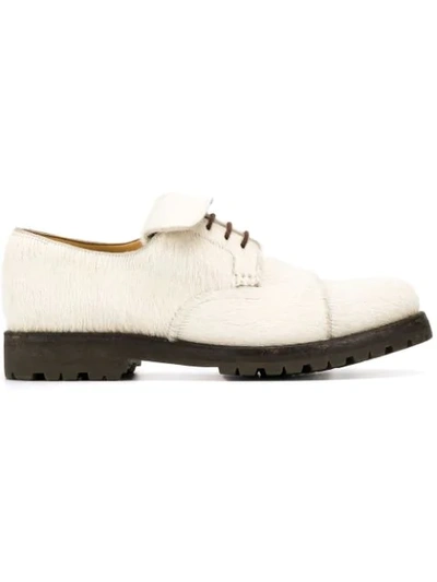 Shop Holland & Holland Calf Leather Lace-up Shoes In White